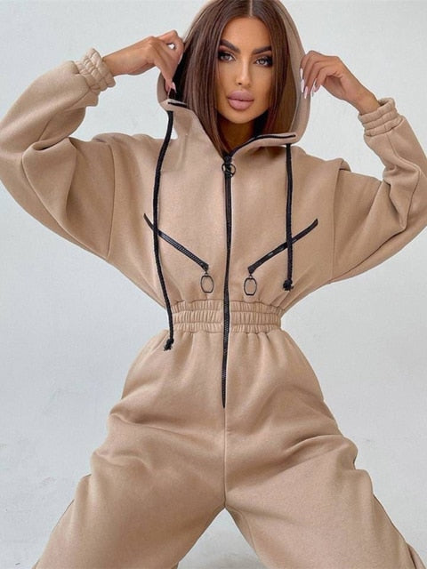 Women's Jumpsuit Casual With Hood Cotton Polyester