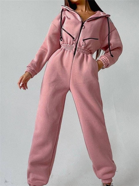 Women's Jumpsuit Casual With Hood Cotton Polyester