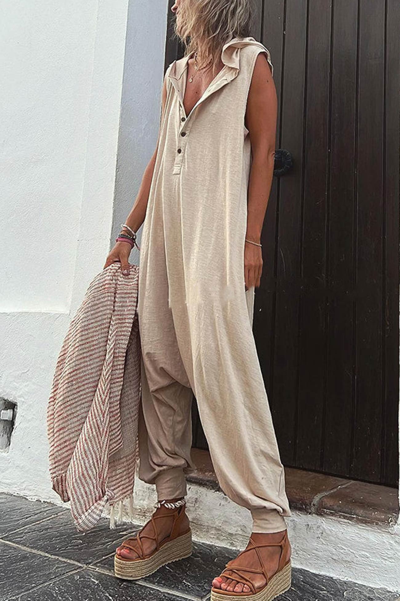 Women's Jumpsuit Casual With Hood Cotton
