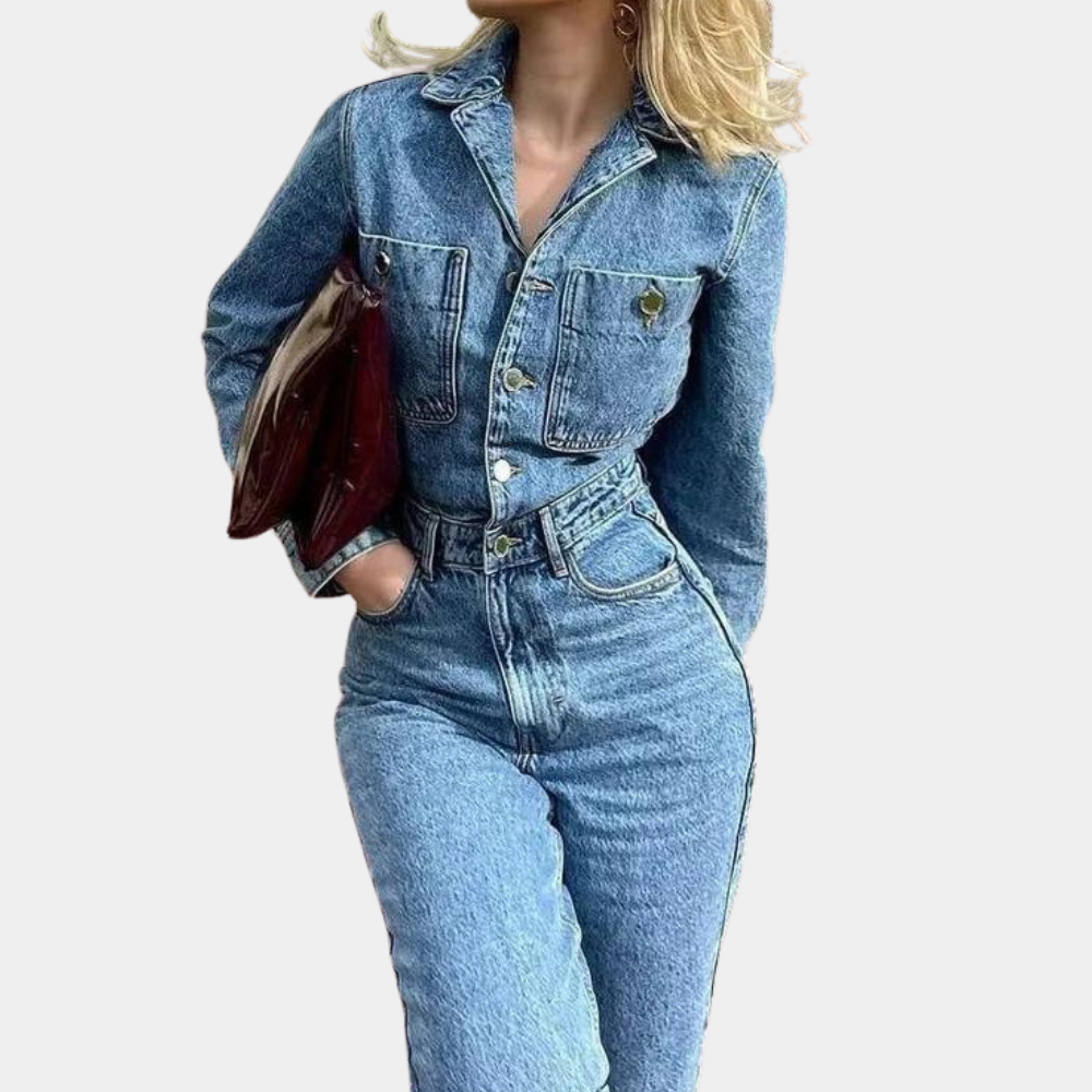 Women's Jumpsuit Denim Long Sleeves Comfortable Fit