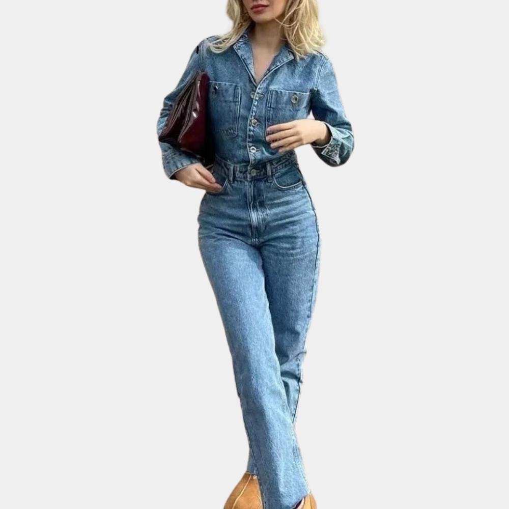 Women's Jumpsuit Denim Long Sleeves Comfortable Fit