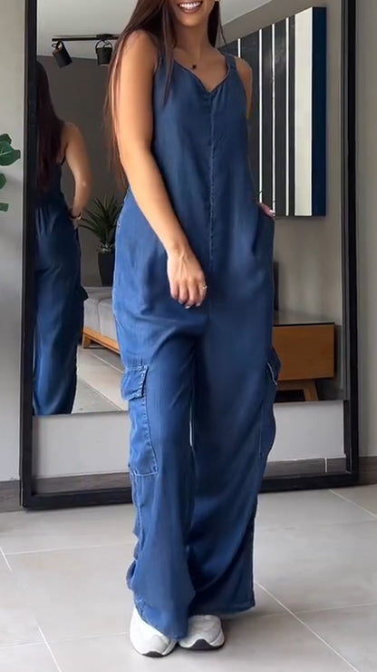 Women's Jumpsuit Denim V-Neck Comfortable