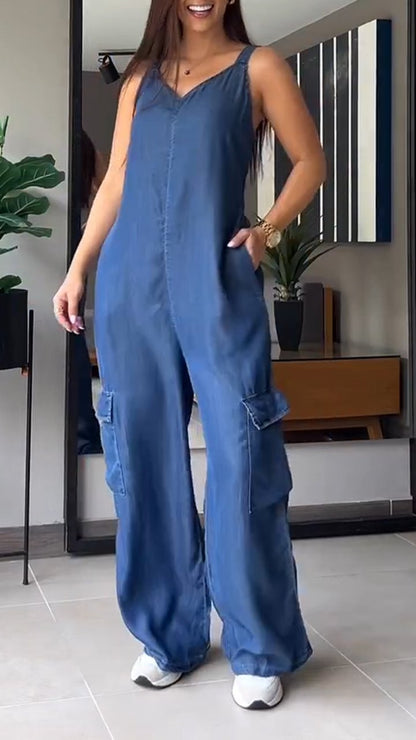 Women's Jumpsuit Denim V-Neck Comfortable