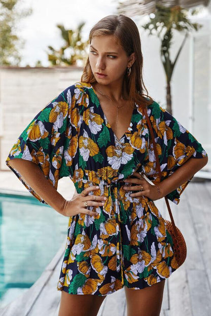 Women's Jumpsuit Festive Floral Pattern Cotton