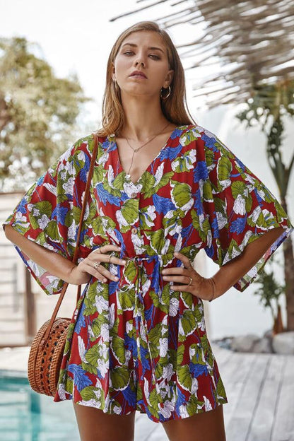 Women's Jumpsuit Festive Floral Pattern Cotton