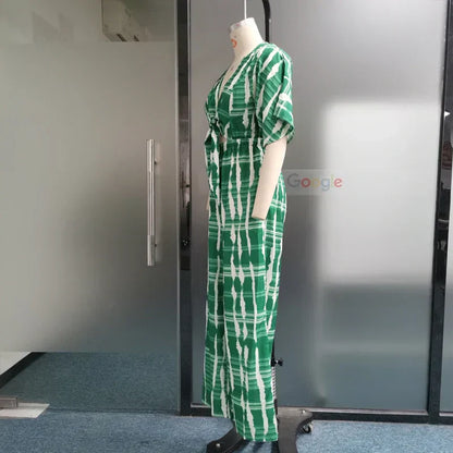 Women's Jumpsuit Festive Flowing Fit With Deep V-Neck