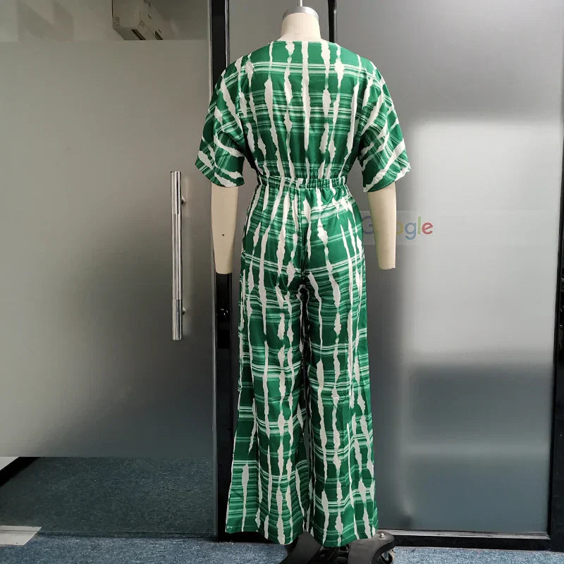 Women's Jumpsuit Festive Flowing Fit With Deep V-Neck