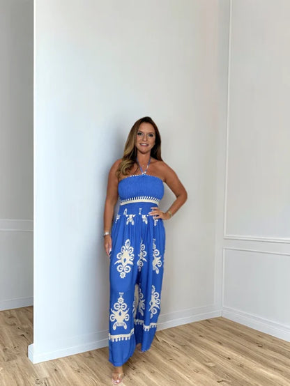 Women's Jumpsuit Festive Halter Style With Wide Pipes Polyester