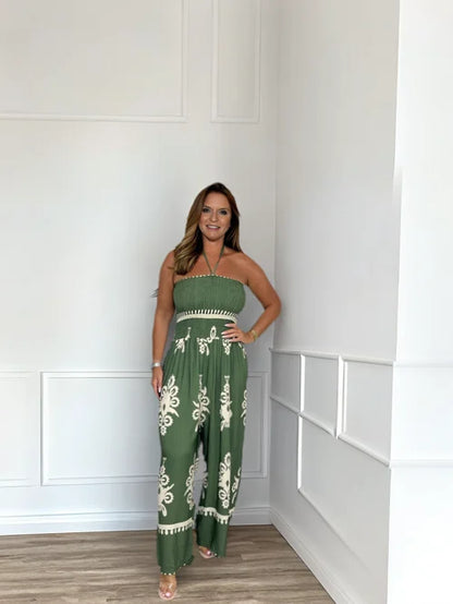 Women's Jumpsuit Festive Halter Style With Wide Pipes Polyester