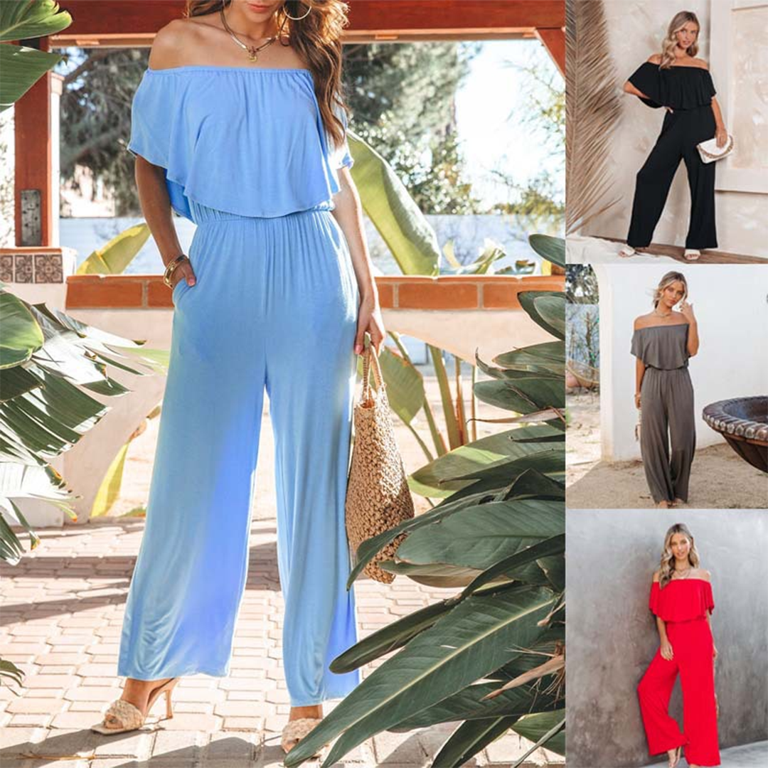 Women's Jumpsuit Festive Off-Shoulder Airy Polyester