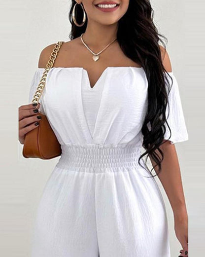 Women's Jumpsuit Festive Off-Shoulder Pleated Polyester