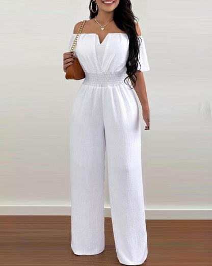 Women's Jumpsuit Festive Off-Shoulder Pleated Polyester