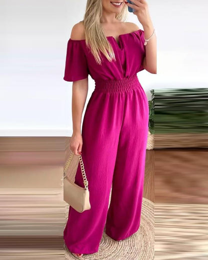 Women's Jumpsuit Festive Off-Shoulder Pleated Polyester