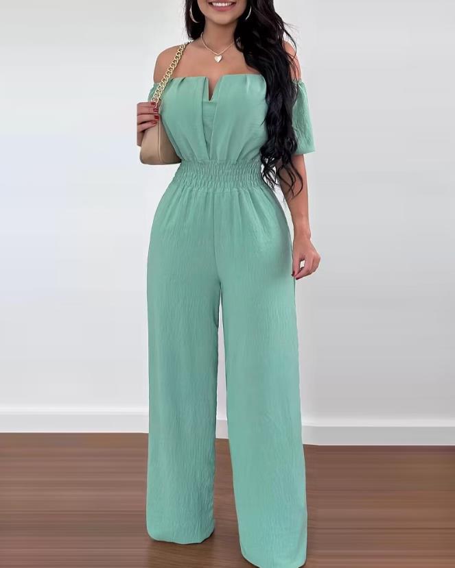 Women's Jumpsuit Festive Off-Shoulder Pleated Polyester