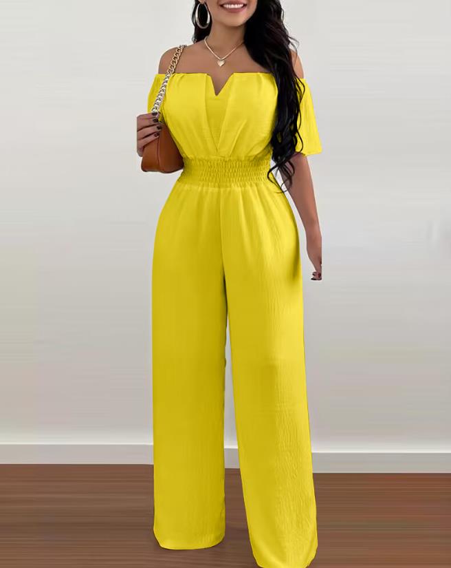 Women's Jumpsuit Festive Off-Shoulder Pleated Polyester