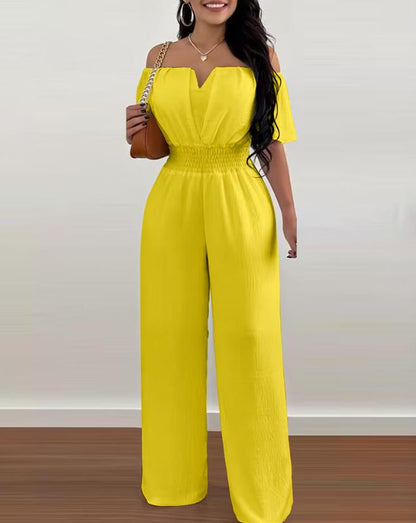 Women's Jumpsuit Festive Off-Shoulder Pleated Polyester