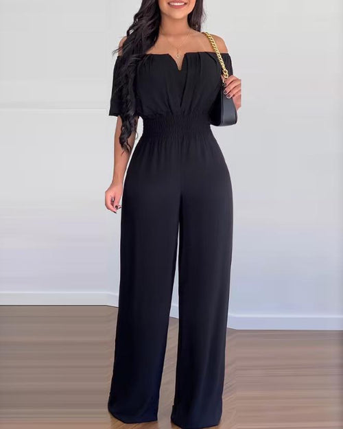Women's Jumpsuit Festive Off-Shoulder Pleated Polyester
