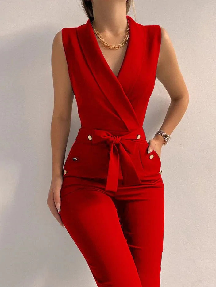 Women's Jumpsuit Festive Sleeveless V-Neck Polyester
