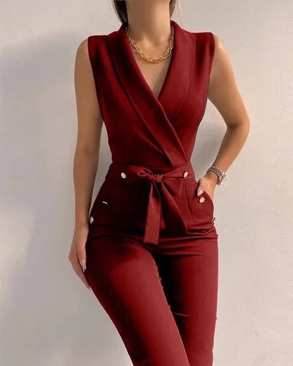 Women's Jumpsuit Festive Sleeveless V-Neck Polyester