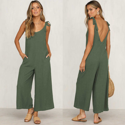 Women's Jumpsuit Festive Sleeveless Wide Pipes High Quality Airy Material