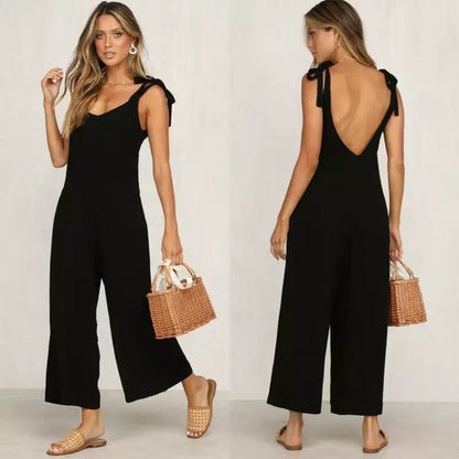 Women's Jumpsuit Festive Sleeveless Wide Pipes High Quality Airy Material