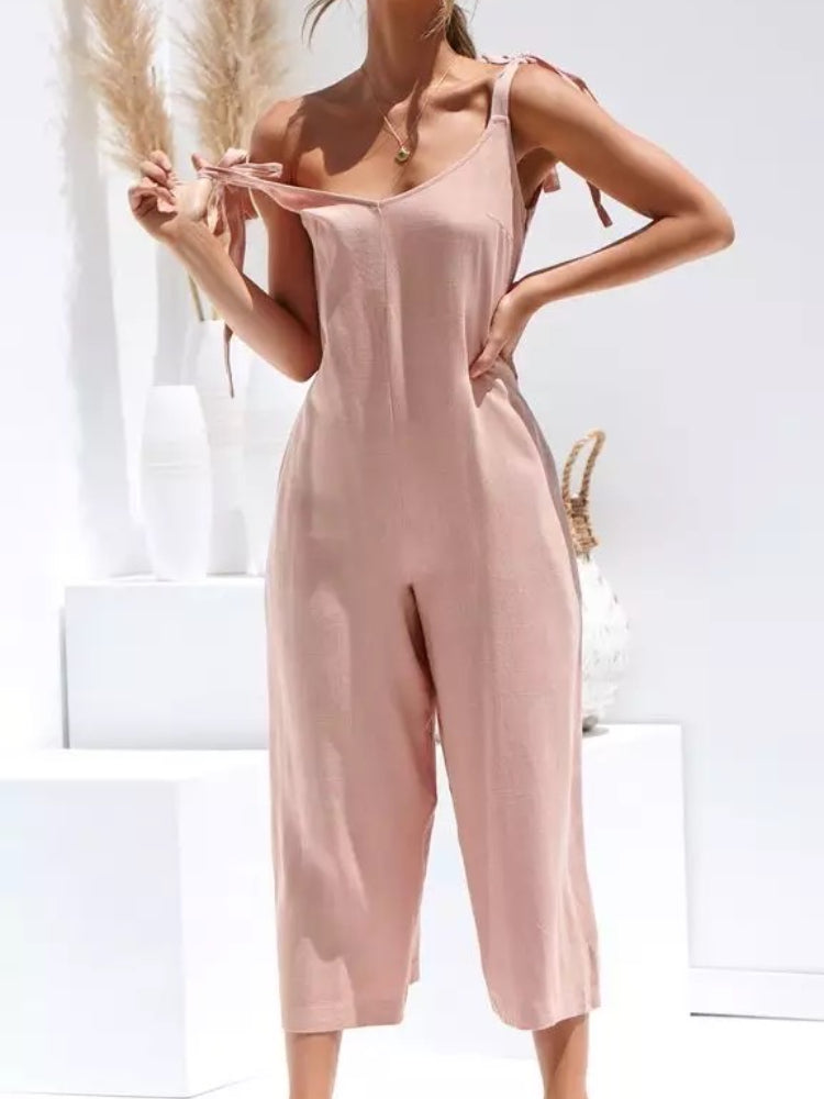 Women's Jumpsuit Festive Sleeveless Wide Pipes High Quality Airy Material