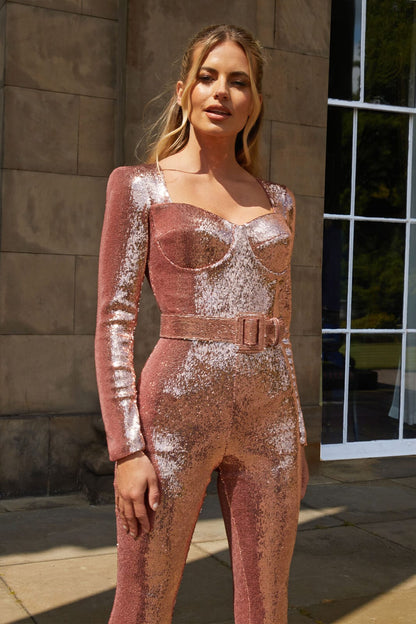 Women's Jumpsuit Festive Tight Polyester With Low Neckline