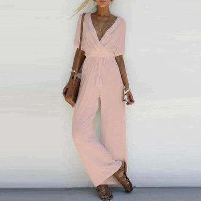 Women's Jumpsuit Festive V-neck Fabric Blend for Evening Events