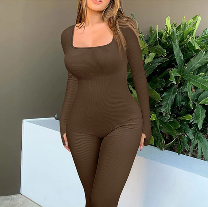Women's Jumpsuit Ribbed Texture Polyester for Yoga and Comfortable Movement