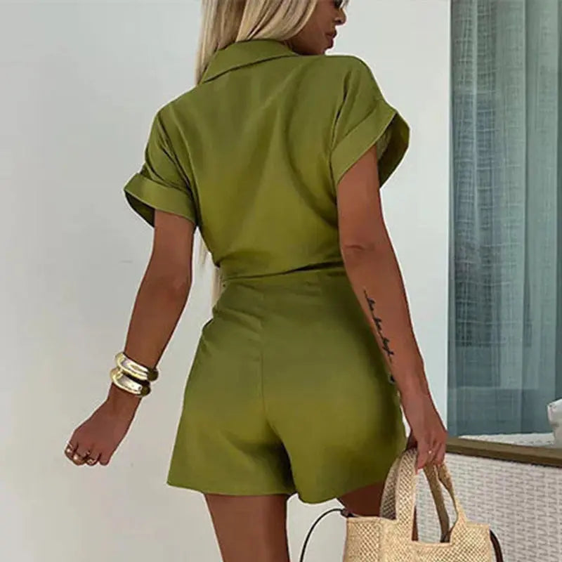 Women's Jumpsuit Short Sleeves Casual Style Breathable Material