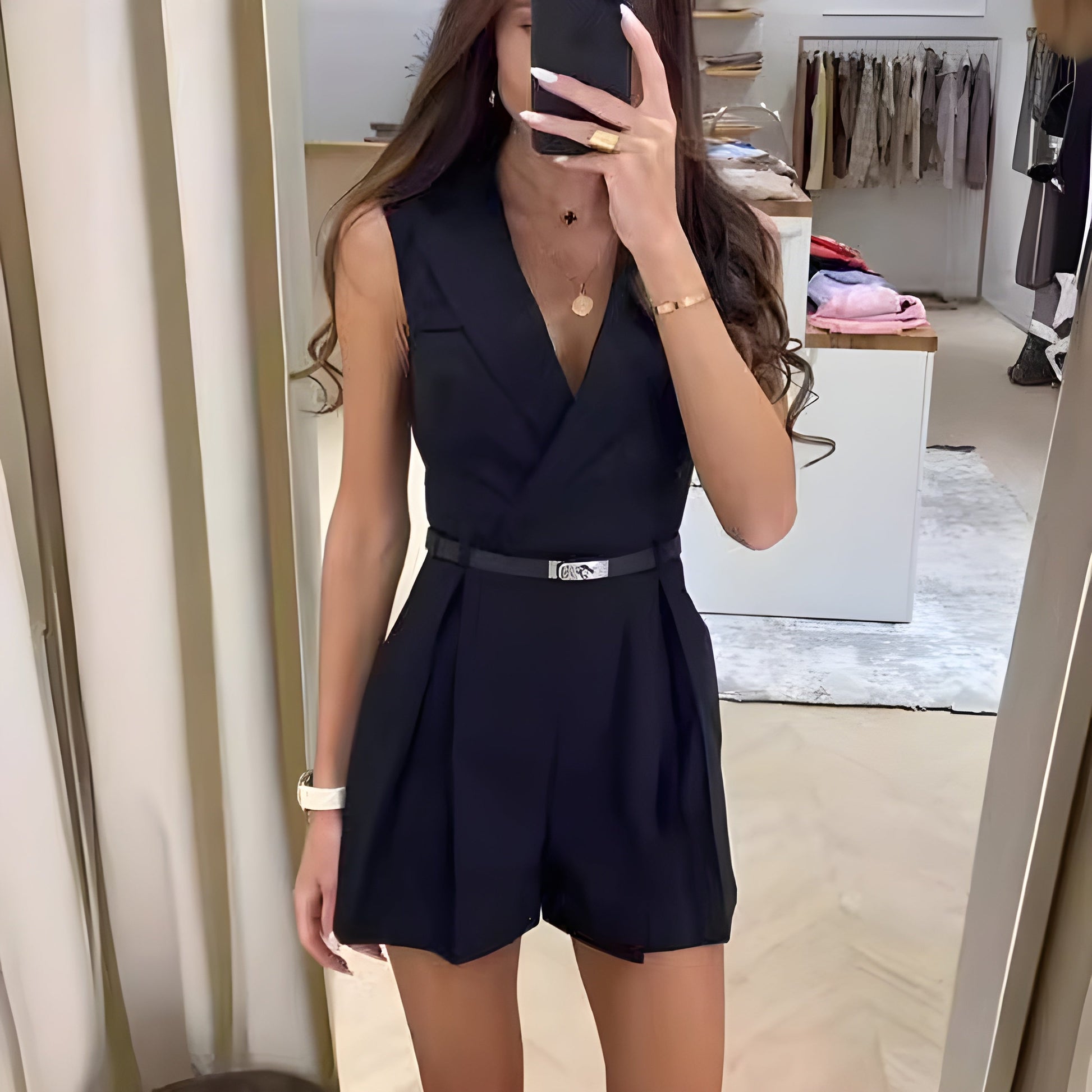 Women's Jumpsuit Sleeveless Elegant V-neck Party Luxury Fabric