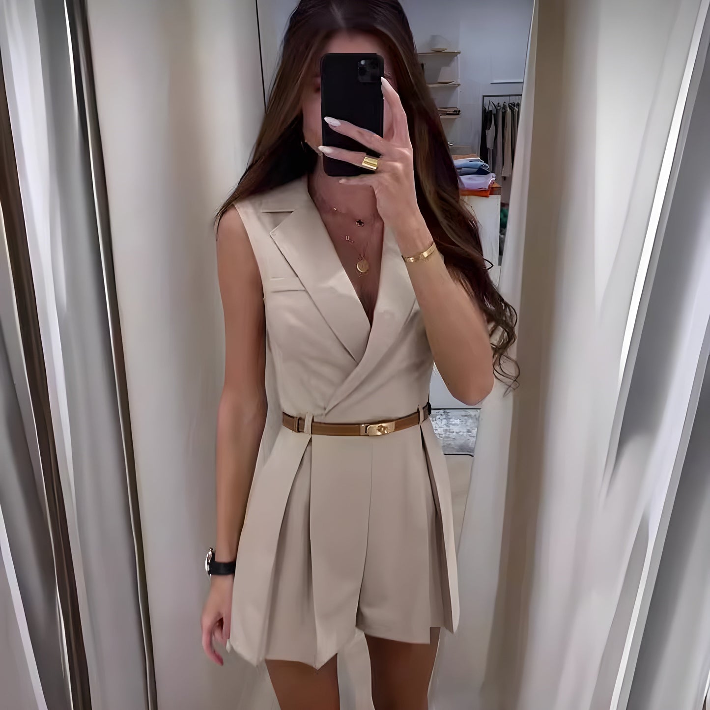 Women's Jumpsuit Sleeveless Elegant V-neck Party Luxury Fabric