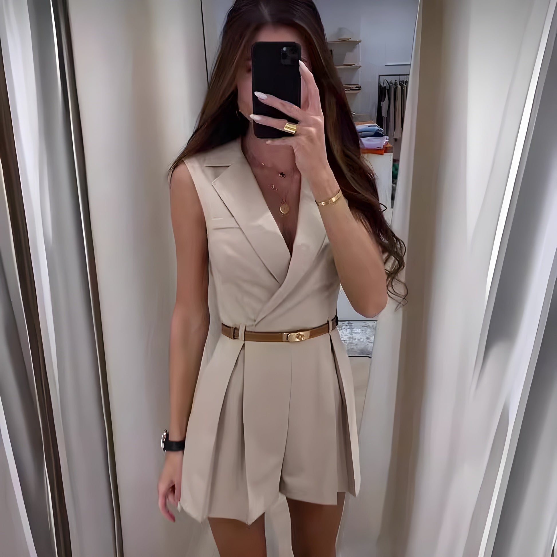 Women's Jumpsuit Sleeveless Elegant V-neck Party Luxury Fabric