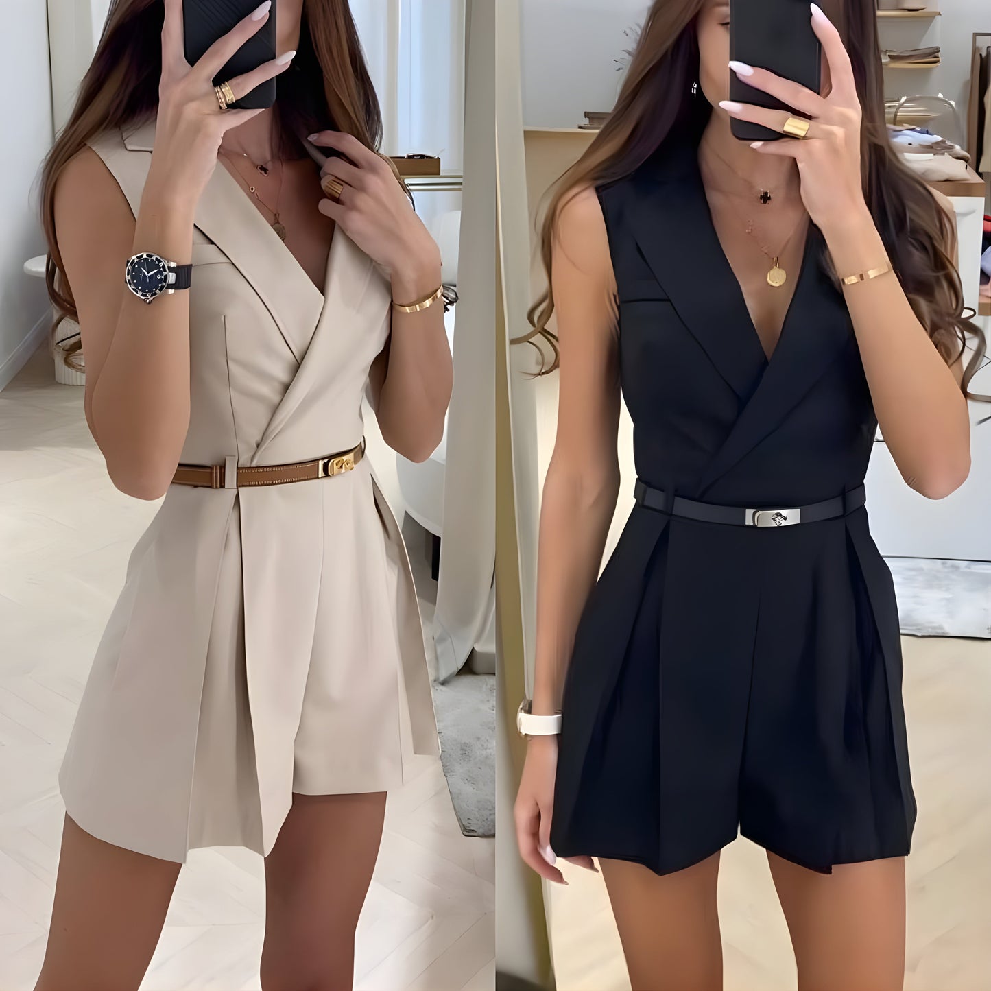 Women's Jumpsuit Sleeveless Elegant V-neck Party Luxury Fabric