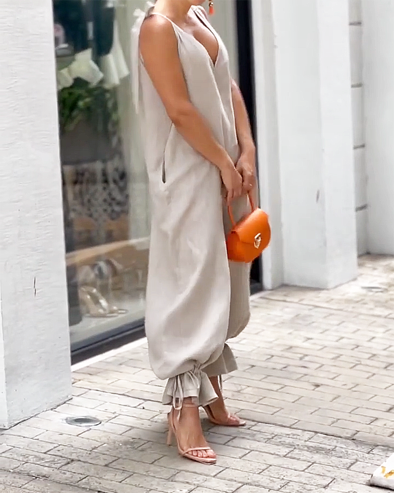 Women's Jumpsuit Sleeveless V-Neck Lightweight Polyester