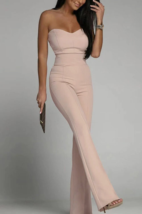 Women's Jumpsuit Strapless High Waisted Black Festive