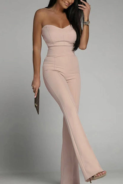 Women's Jumpsuit Strapless High Waisted Black Festive