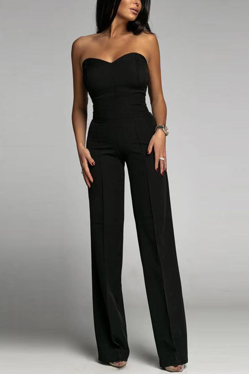 Women's Jumpsuit Strapless High Waisted Black Festive
