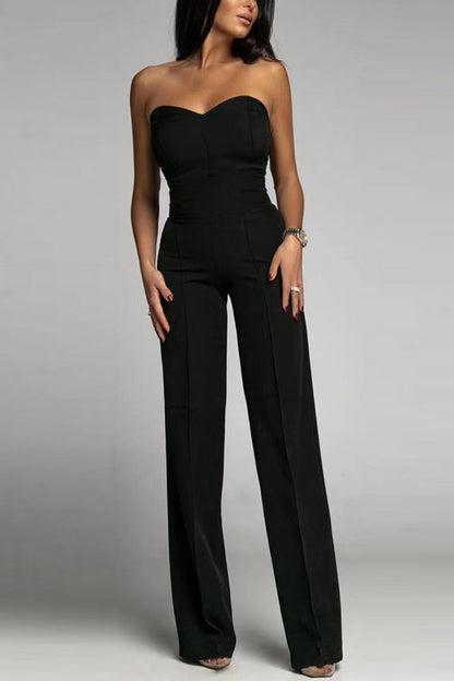 Women's Jumpsuit Strapless High Waisted Black Festive