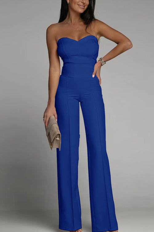 Women's Jumpsuit Strapless High Waisted Black Festive