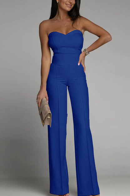Women's Jumpsuit Strapless High Waisted Black Festive