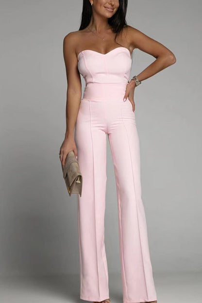 Women's Jumpsuit Strapless High Waisted Black Festive