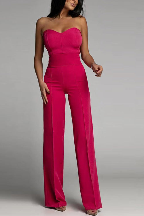 Women's Jumpsuit Strapless High Waisted Black Festive