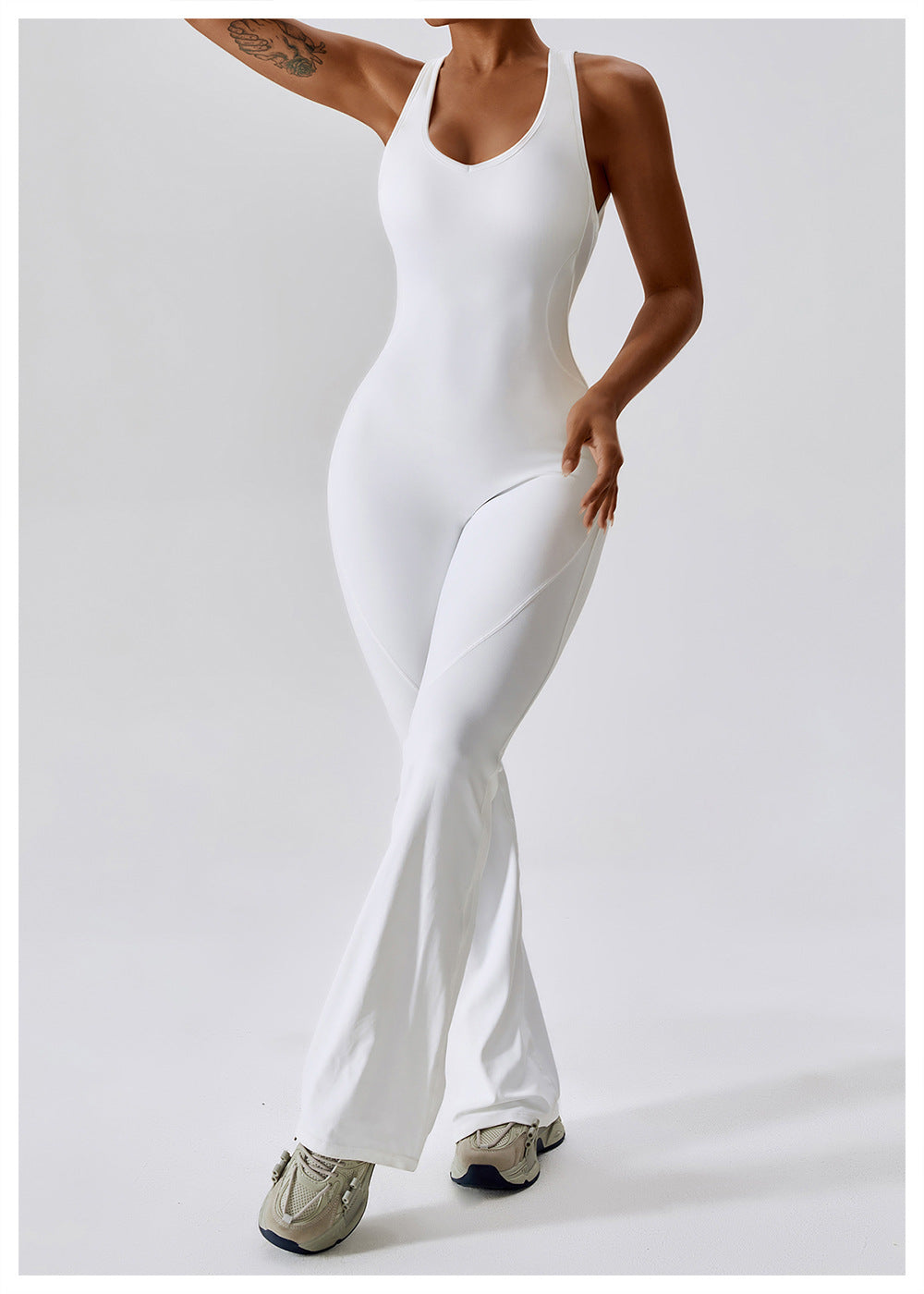 Women's Jumpsuit V-Neck Waisted Nylon Sporty