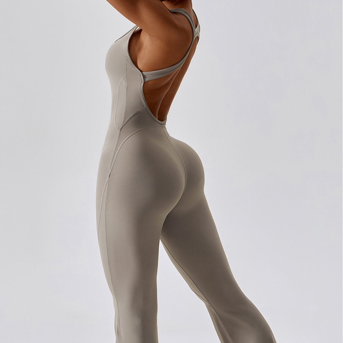 Women's Jumpsuit V-Neck Waisted Nylon Sporty
