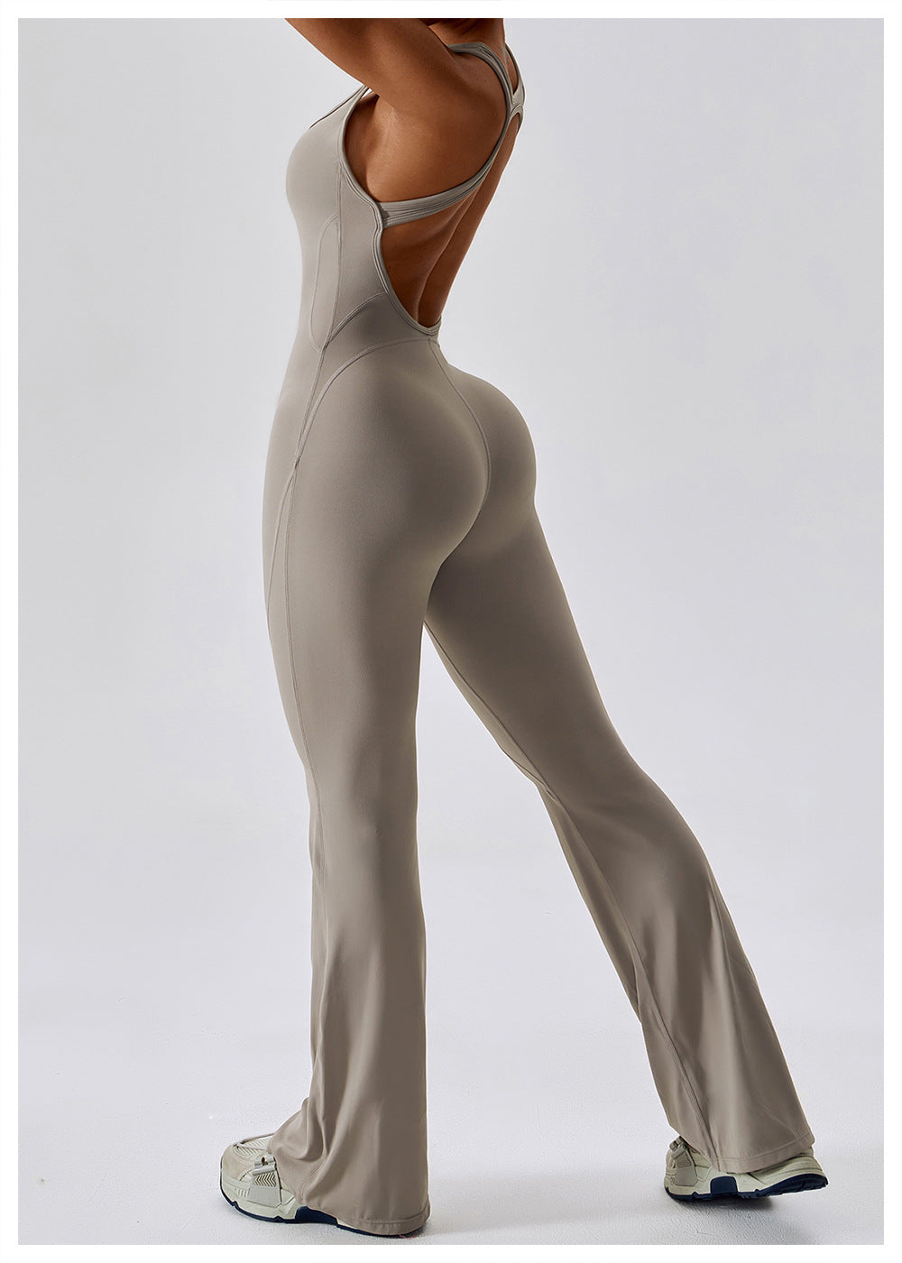 Women's Jumpsuit V-Neck Waisted Nylon Sporty