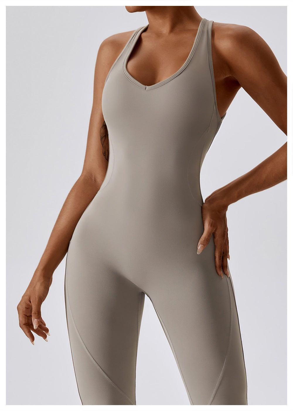 Women's Jumpsuit V-Neck Waisted Nylon Sporty