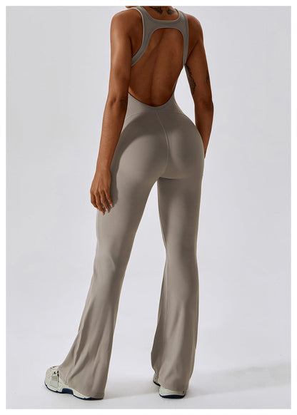 Women's Jumpsuit V-Neck Waisted Nylon Sporty