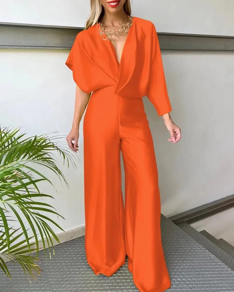 Women's Jumpsuit V-Neck With Wing Sleeves Black Festive