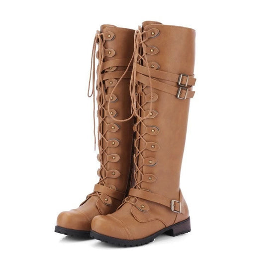 Women's Knee High Boots Waterproof Synthetic Leather for Comfort and Style